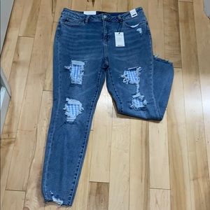 Judy Blue Gingham Patch Skinny Jeans